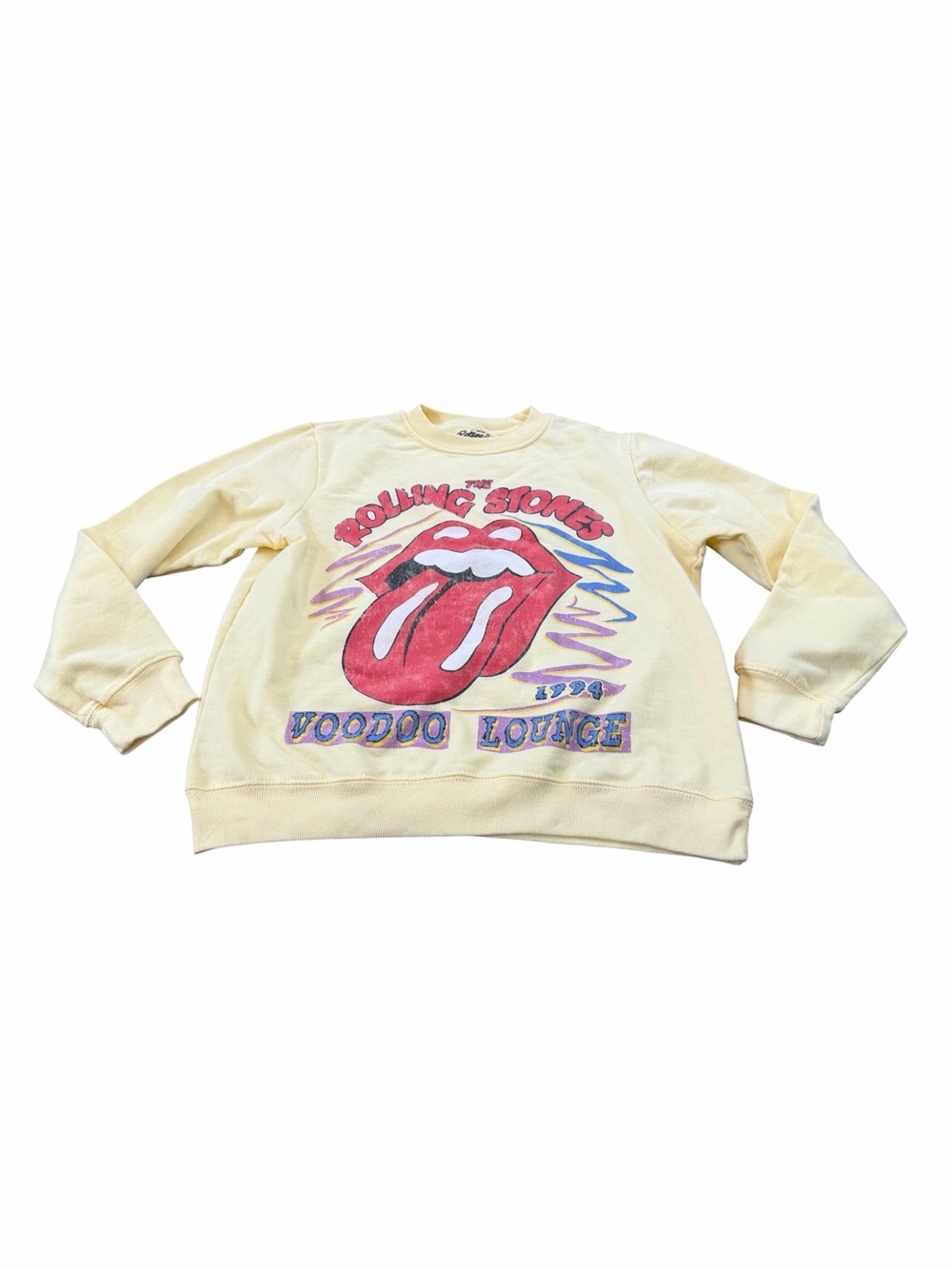 Rolling Stones Pullover Yellow 1994 Voodoo Lounge Graphic Sweatshirt Size Small